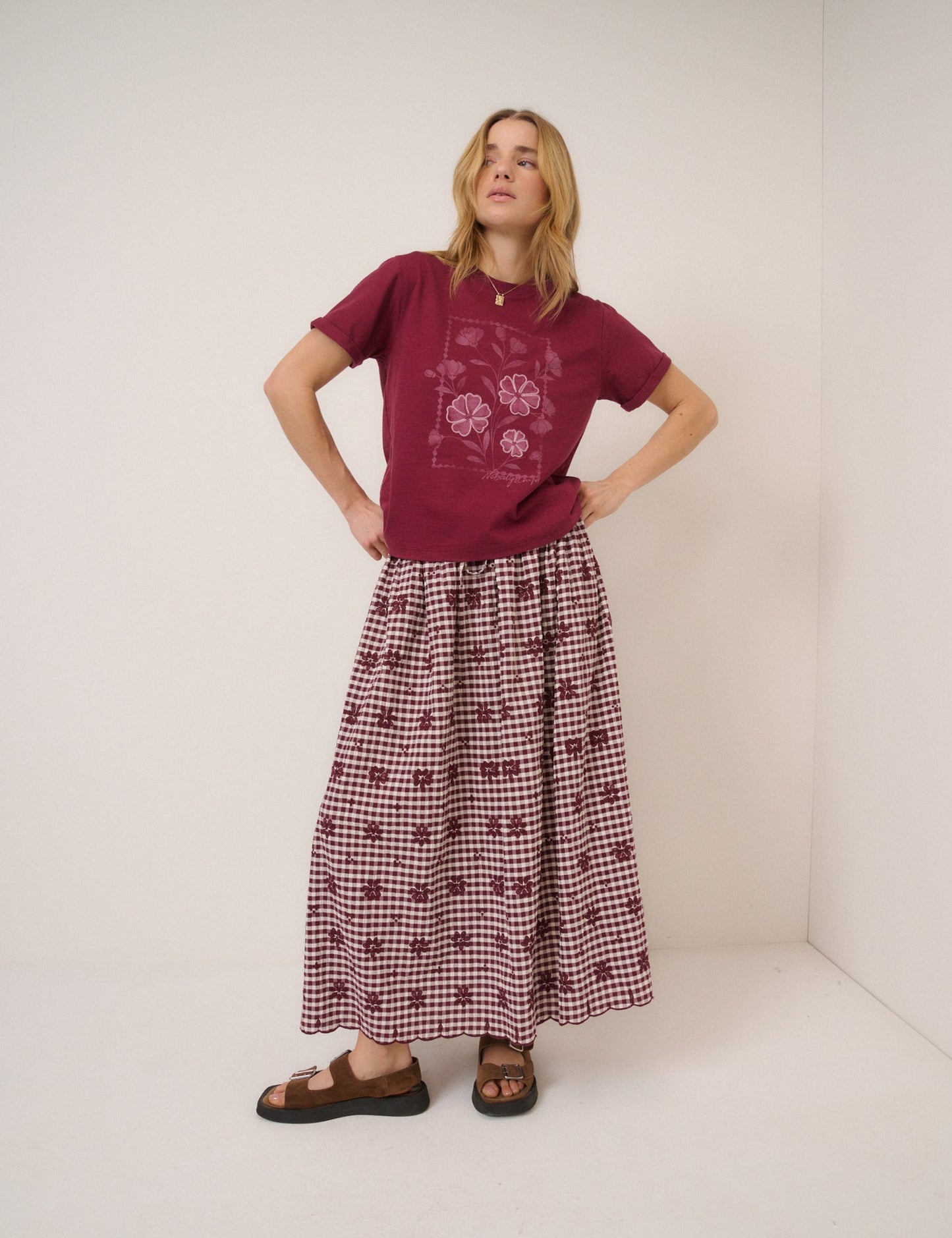 Burgundy Flower Graphic T-Shirt