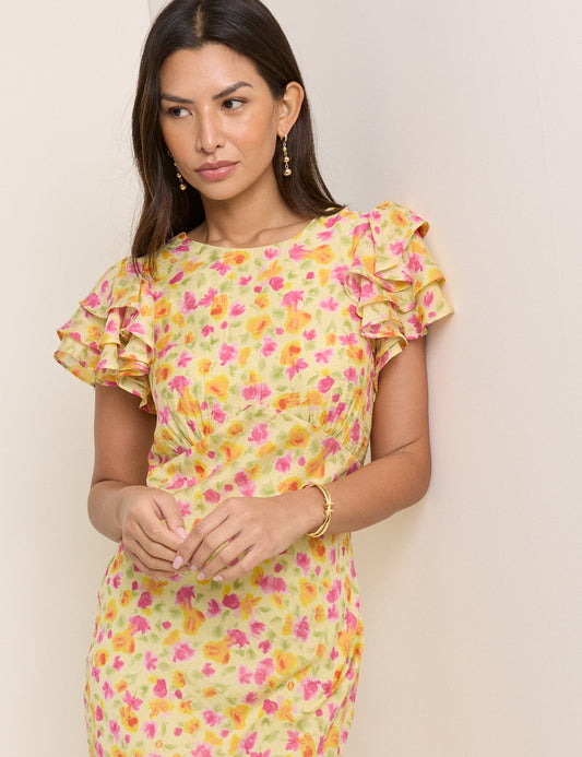 Yellow Floral Lola Midi Dress