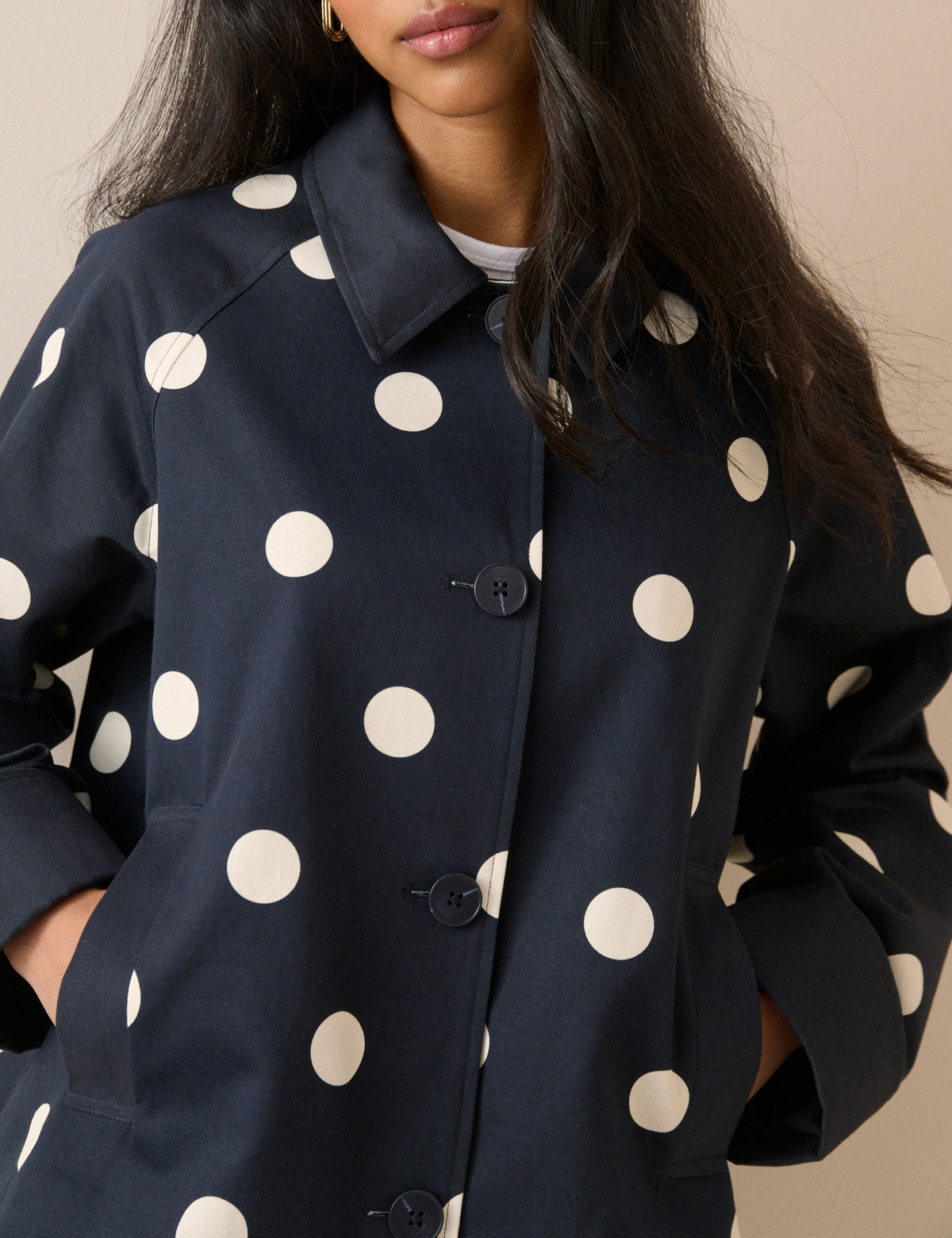 Navy Polka Dot Oyanti Swing Jacket