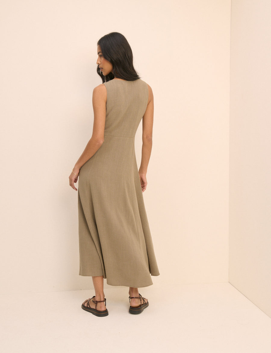 Taupe Sleeveless Avery Midi Dress