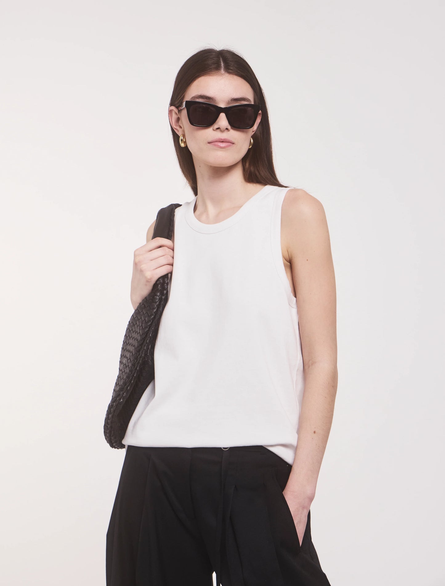 Classic Cotton Boyfriend Tank in White - Organic