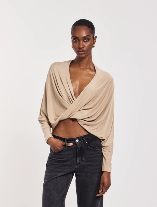 Harper Twist Front Top in Taupe