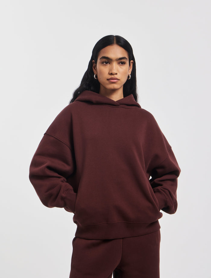 Burgundy hoodie made from organic cotton