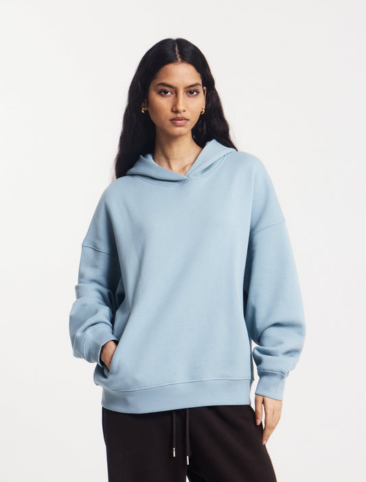 Powder blue organic cotton hoodie