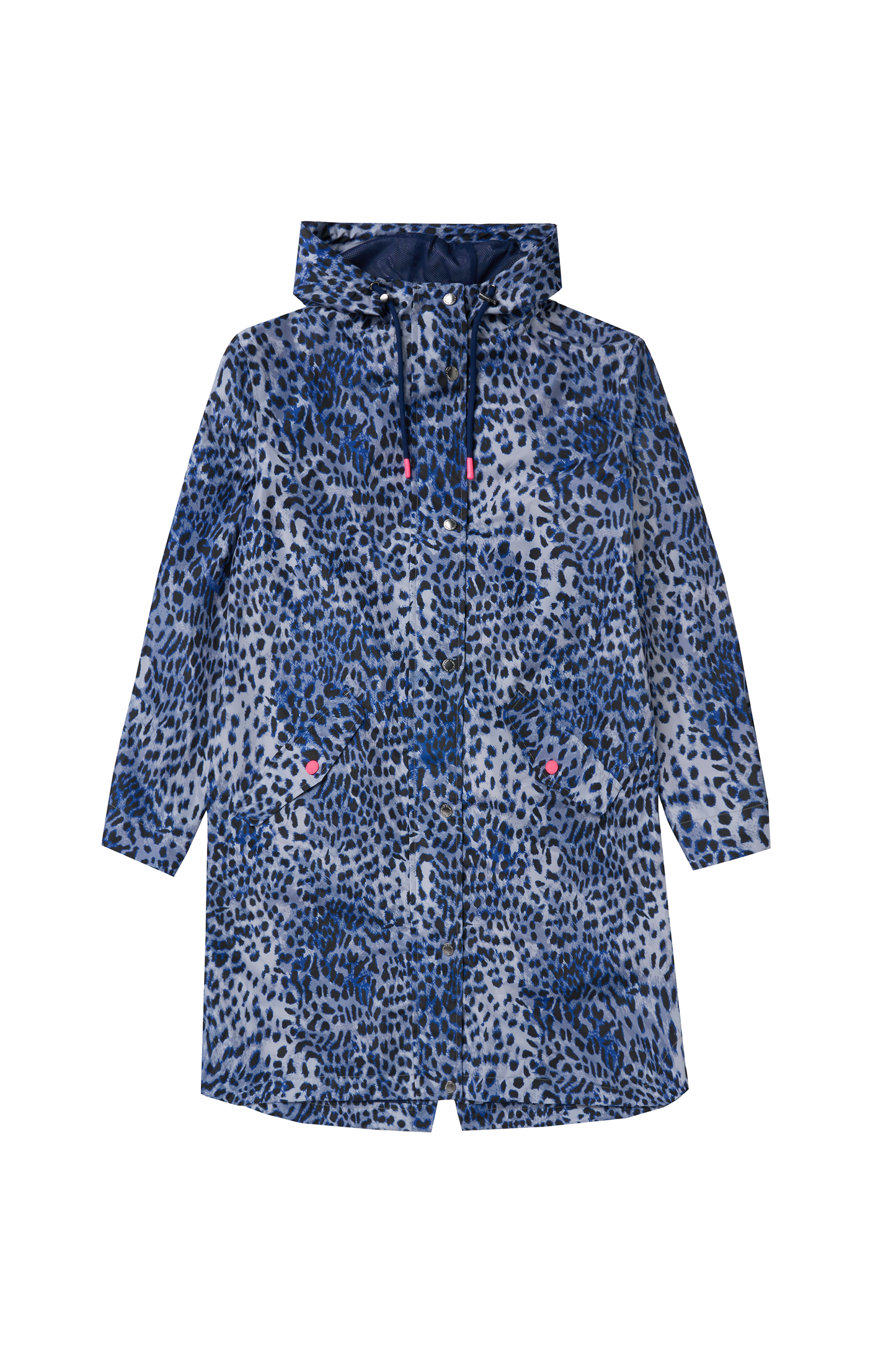 Navy Wild Cheetah Waterproof Raincoat