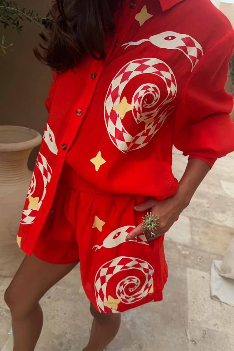 Red Snake Elissa Shorts