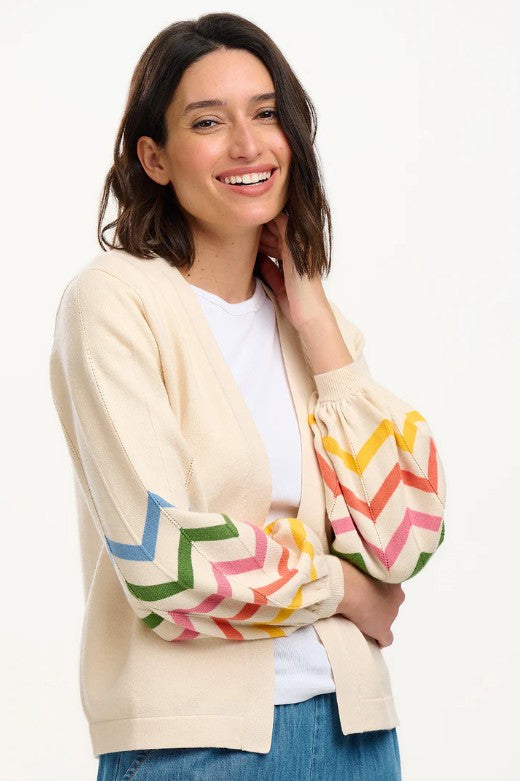 Nicki Cardigan - Off-White, Rainbow Icing