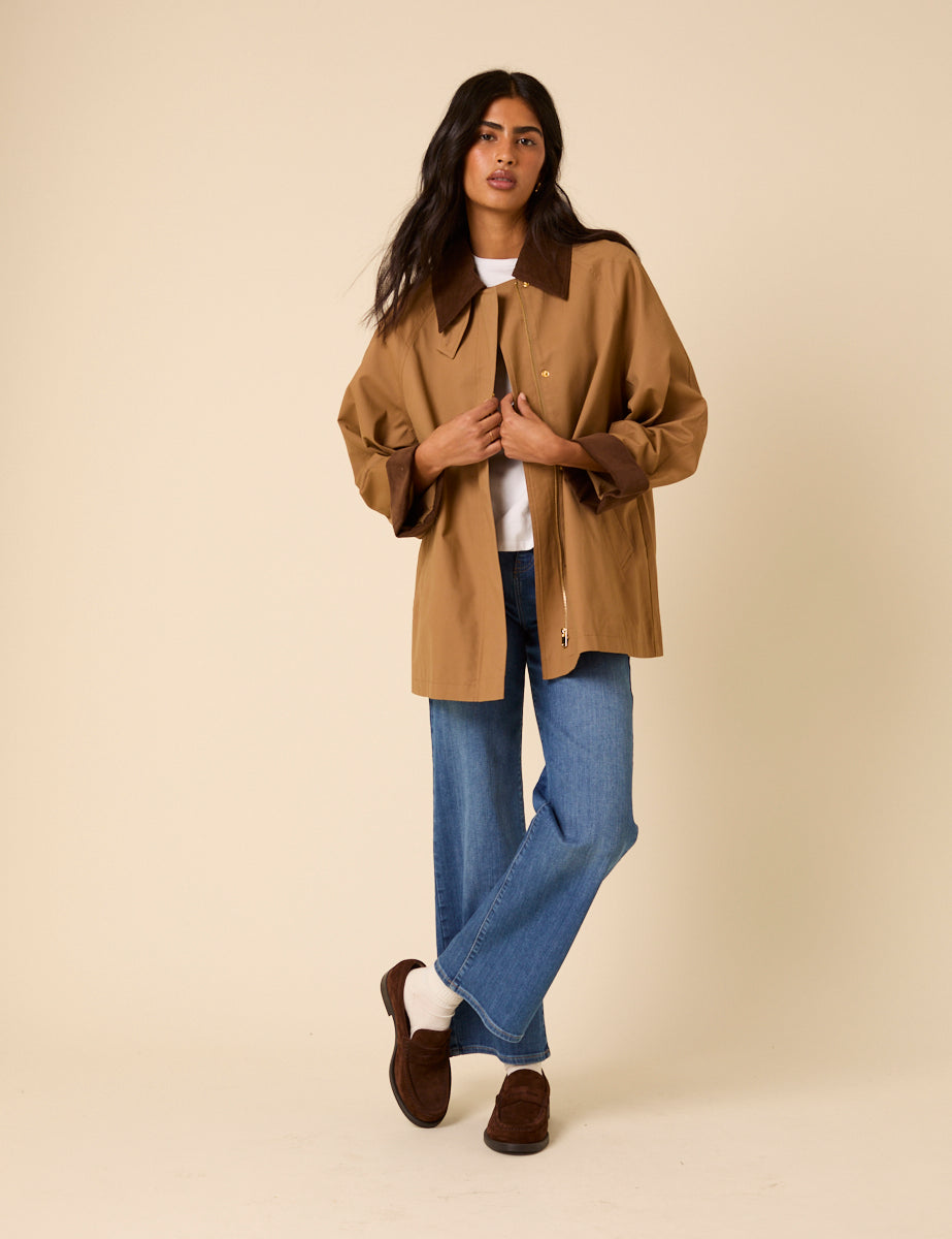 Camel Cord Detail Barn Jacket