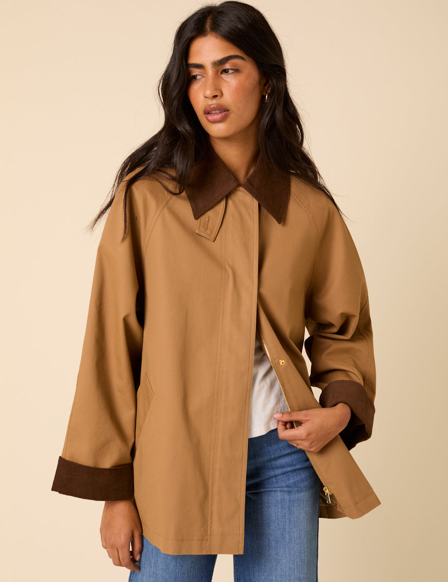Camel Cord Detail Barn Jacket