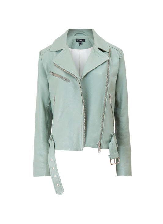 Lyle Vegetable Tanned Leather Biker Sea Green