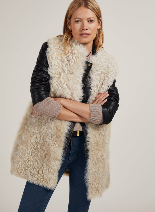 Ardi Shearling Gilet Vest Champagne