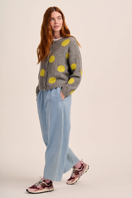 Soft faded blue barrel leg jeans.