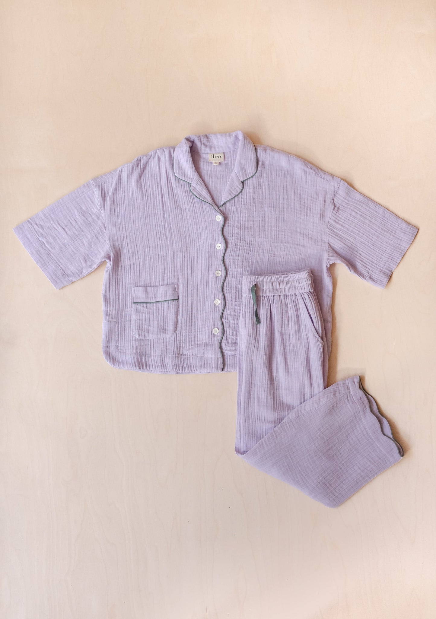 Cropped Cotton Pyjamas - Lilac