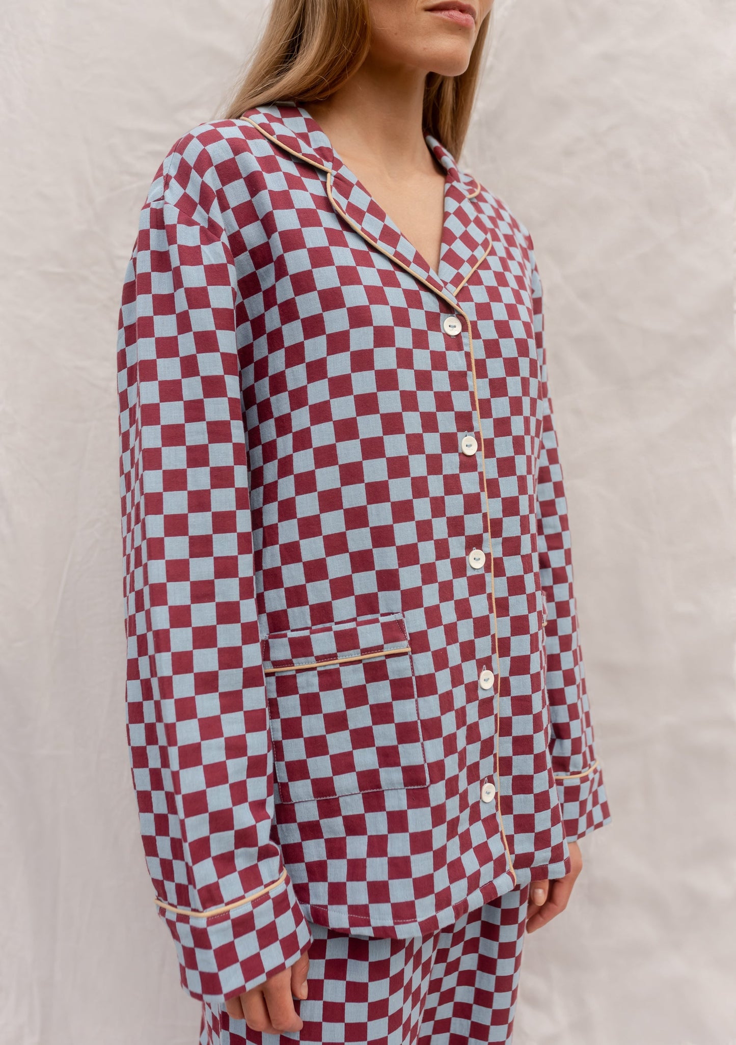 Cotton Pyjamas - Blue Checkerboard