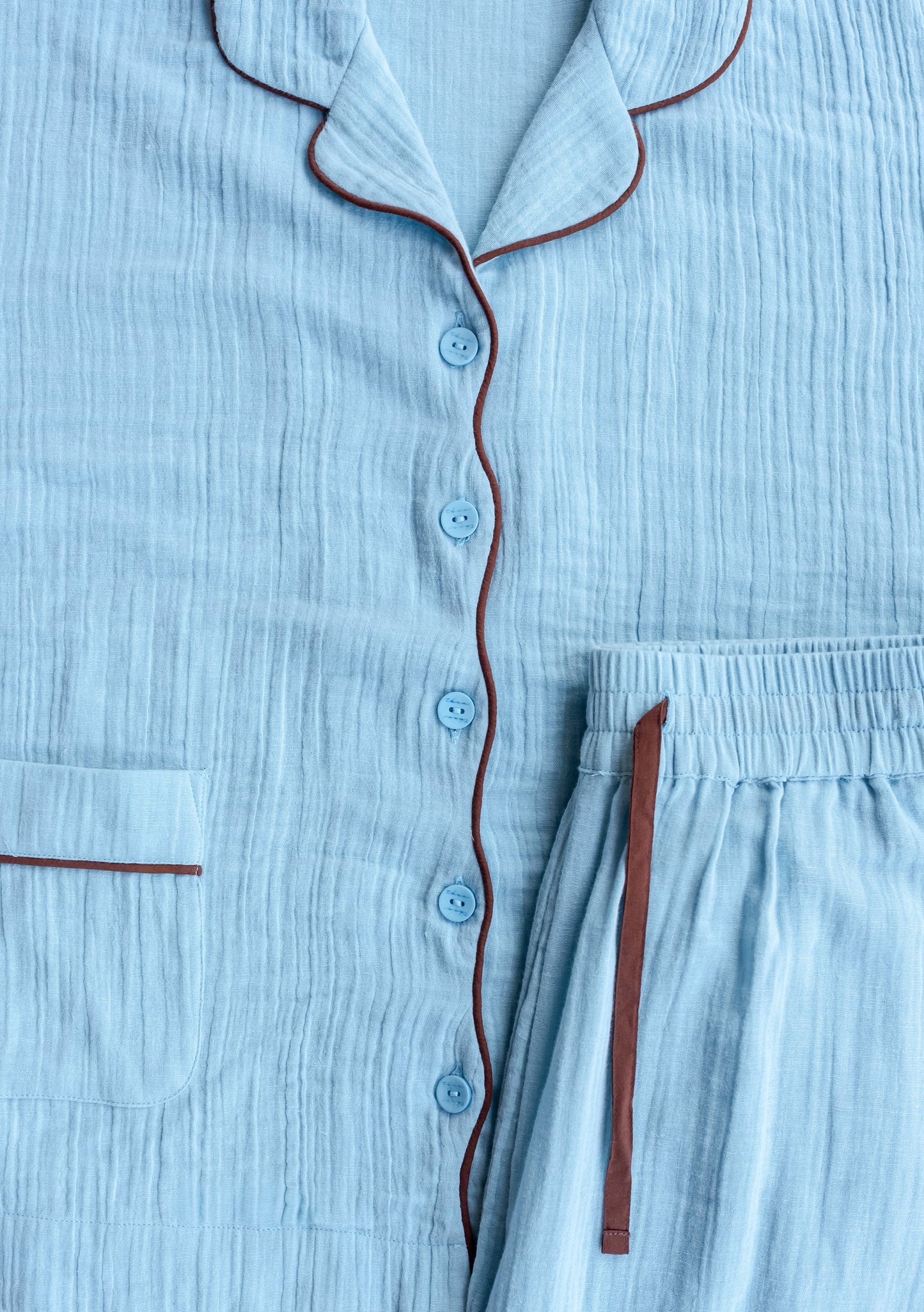 Cropped Cotton Pyjamas - Blue