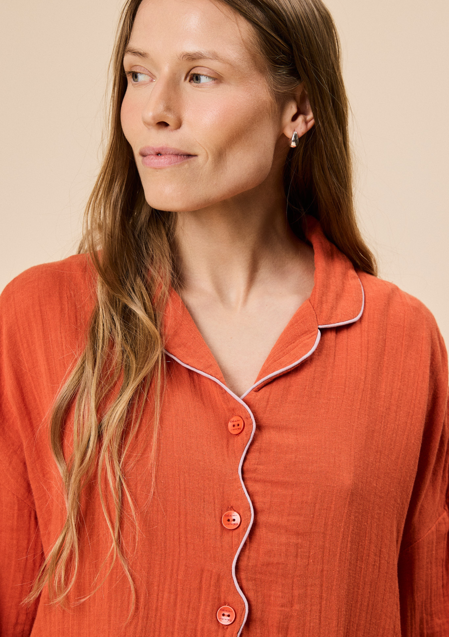 Long Cotton Pyjamas - Rust