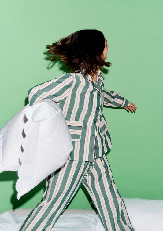 TBCo × Glassette Cotton Pyjamas - Green Stripe