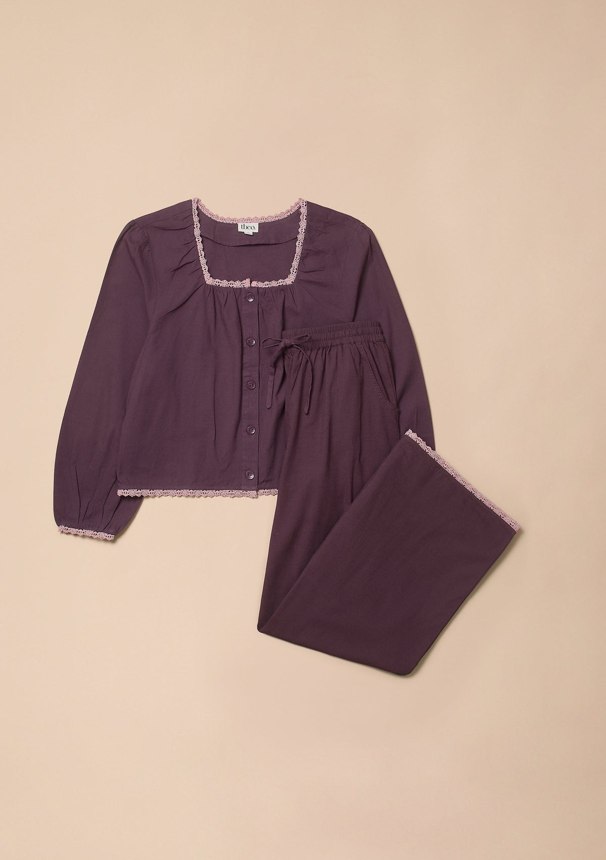 Cotton Pyjama Set - Fig Trim