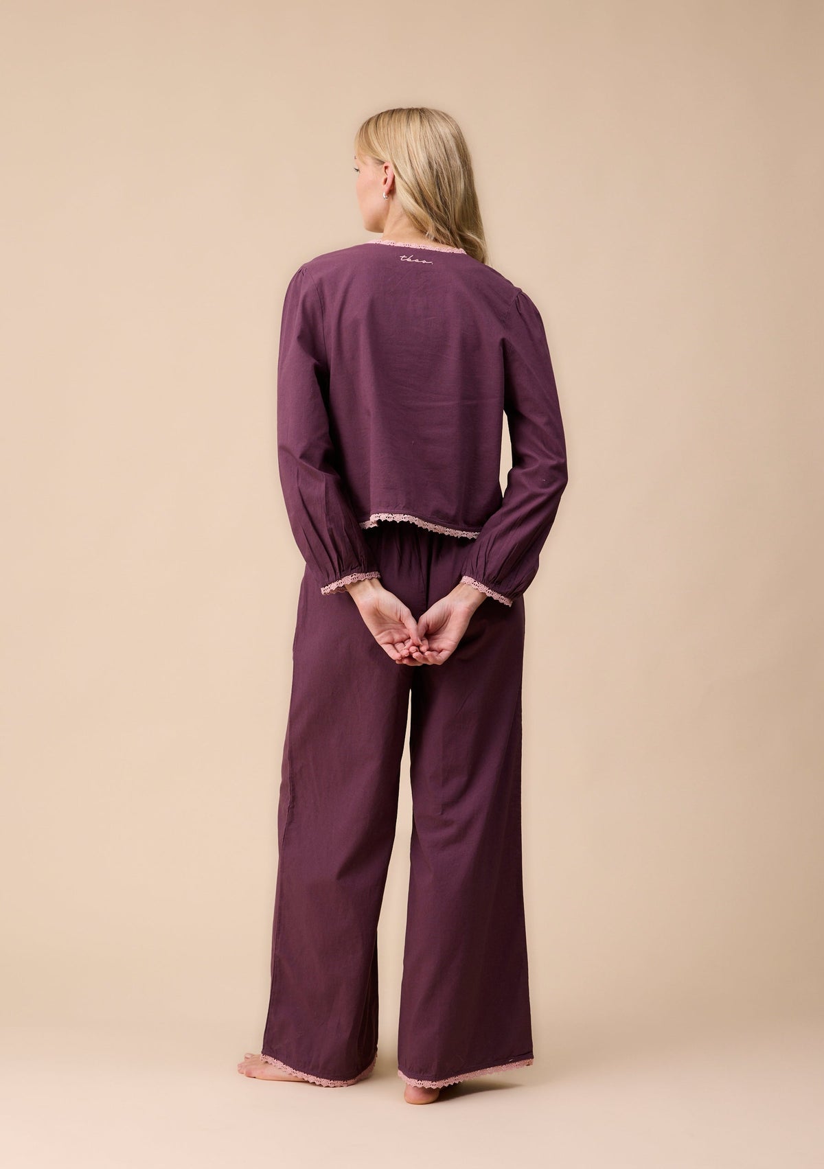 Cotton Pyjama Set - Fig Trim