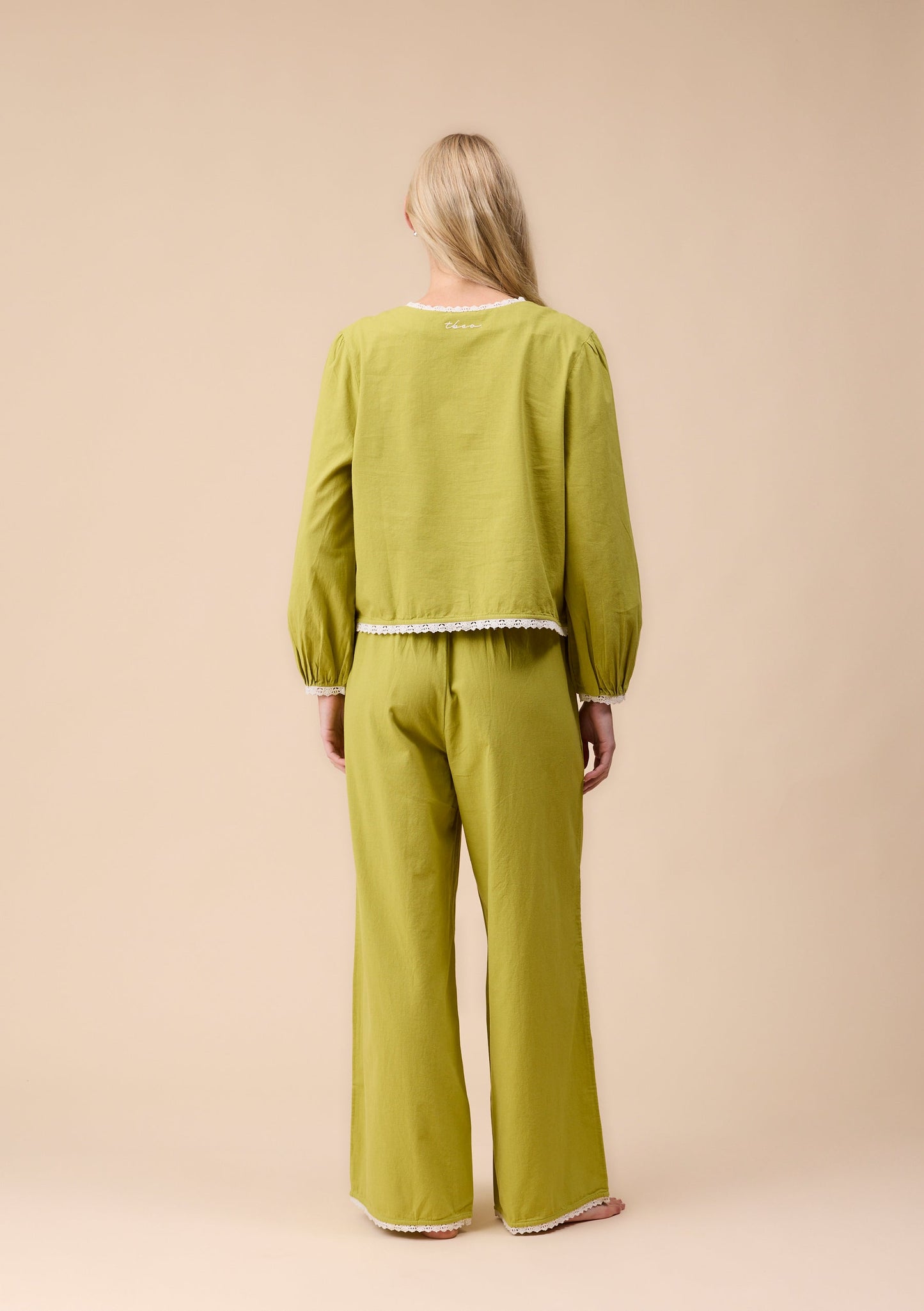 Cotton Pyjama Set - Green Trim