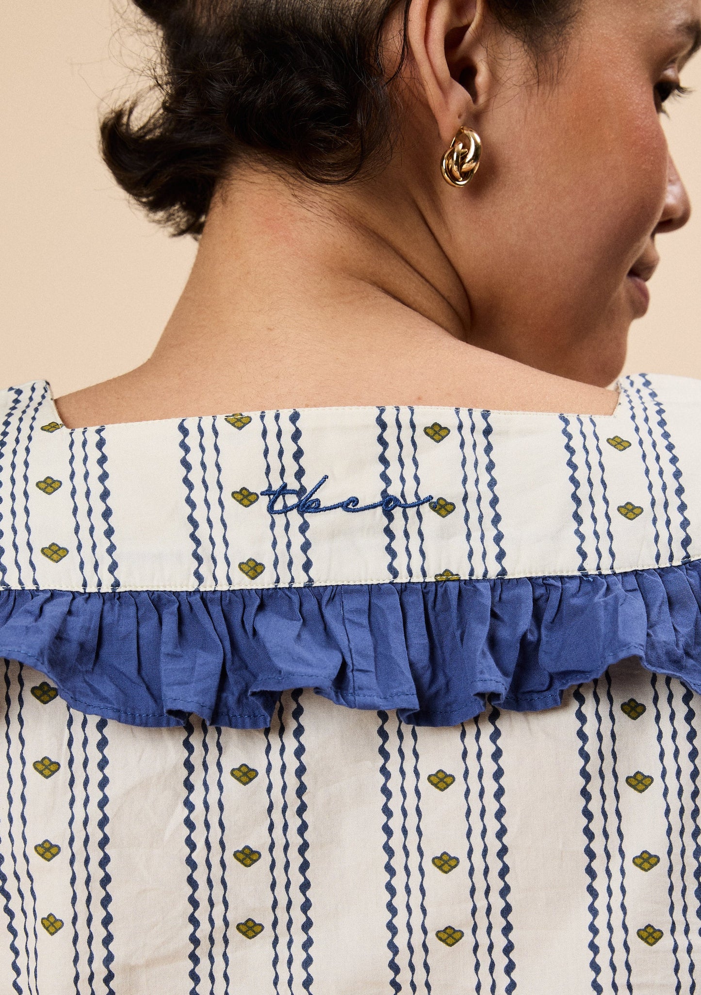 Cropped Cotton Pyjamas - Navy Ditsy Floral