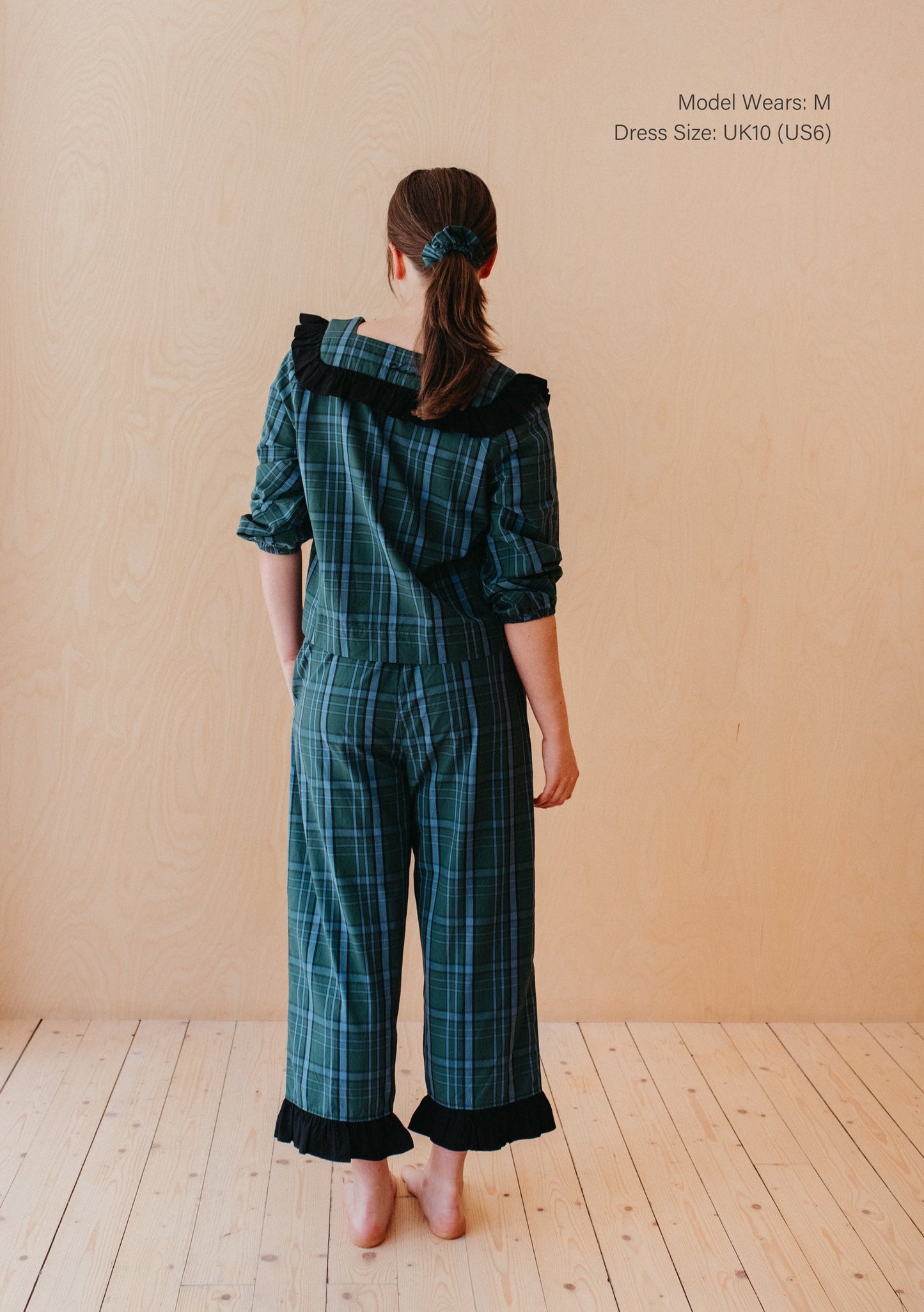 Cropped Cotton Pyjamas - Green Tartan