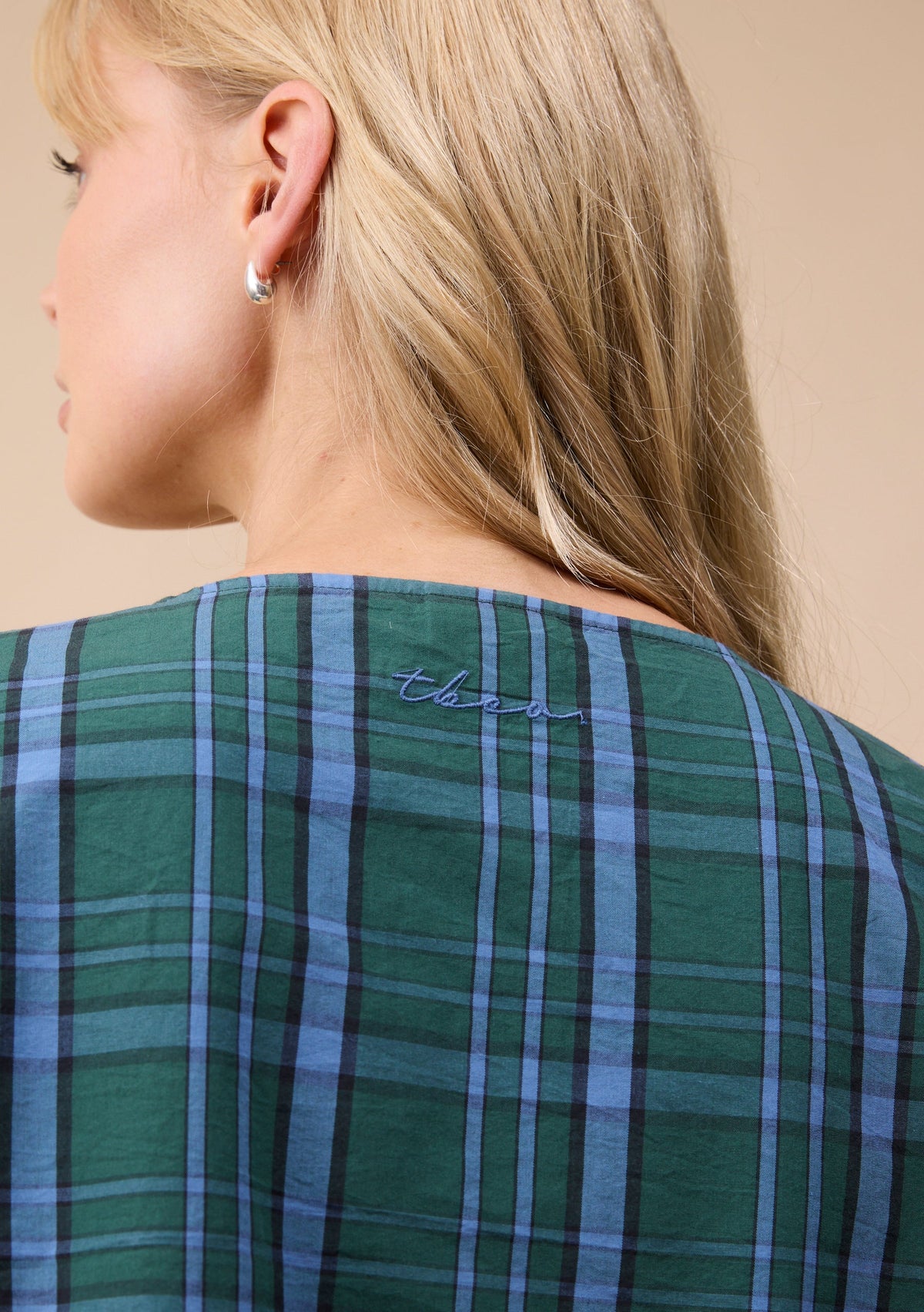Cropped Cotton Pyjama Set - Green Tartan Ruffle