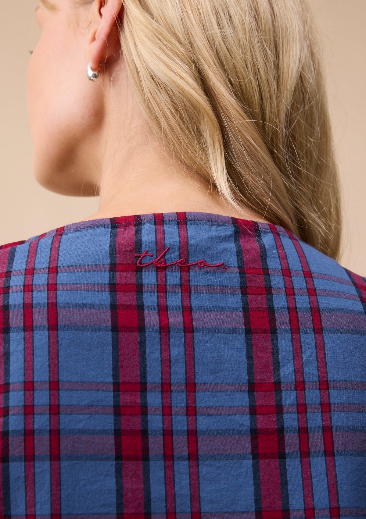 Cropped Cotton Pyjama Set - Navy Tartan Ruffle