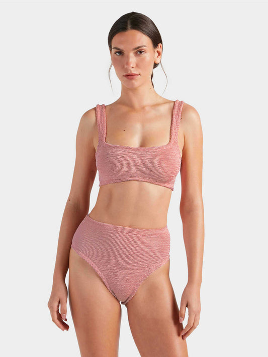 Dusty pink crinkle fabric bikini.