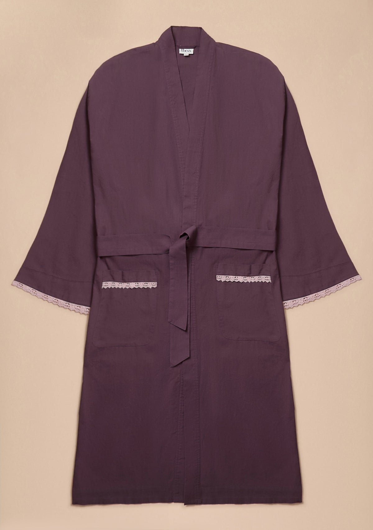 Cotton & Linen Robe - Fig Trim