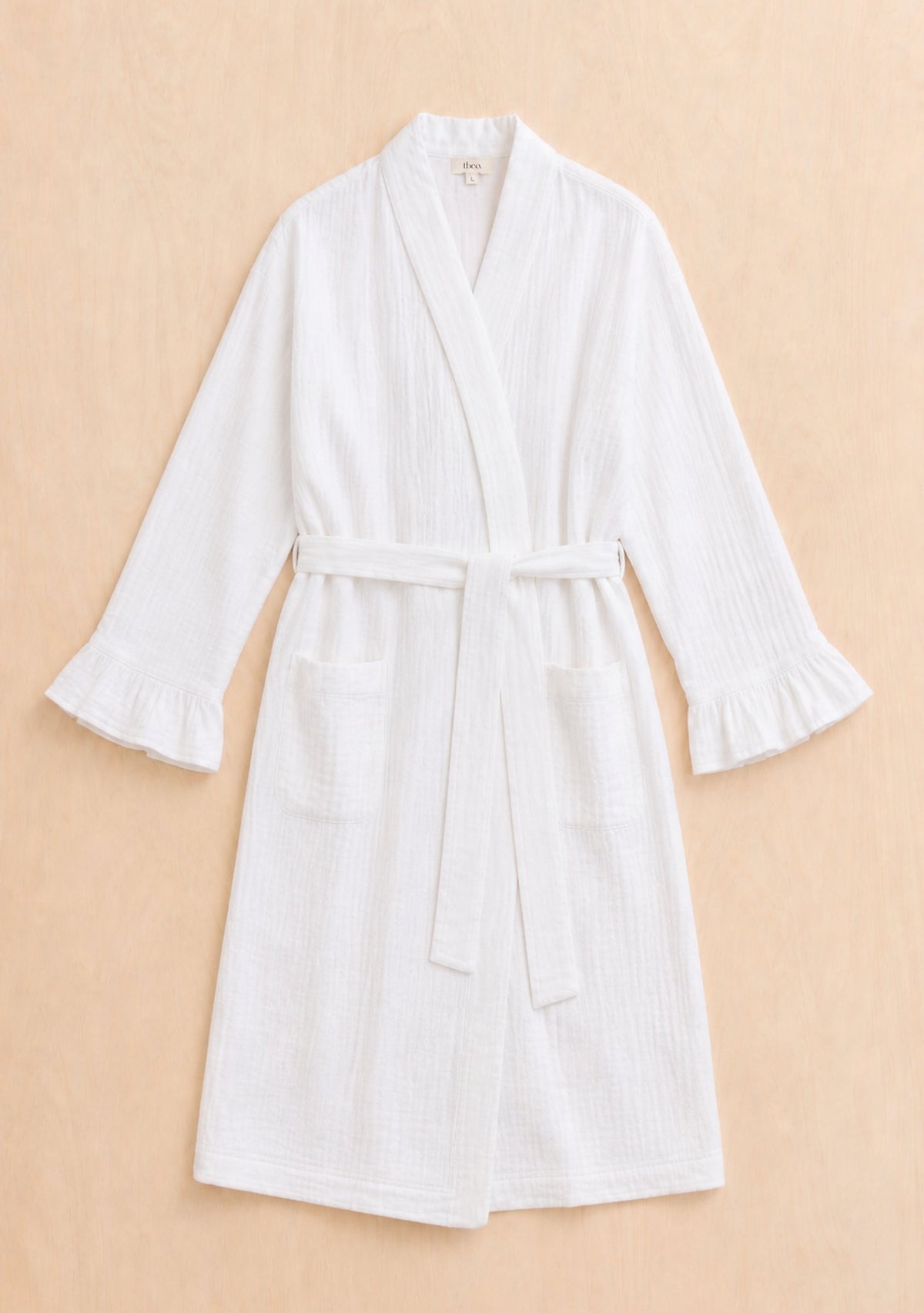 Cotton Robe - White Ruffle
