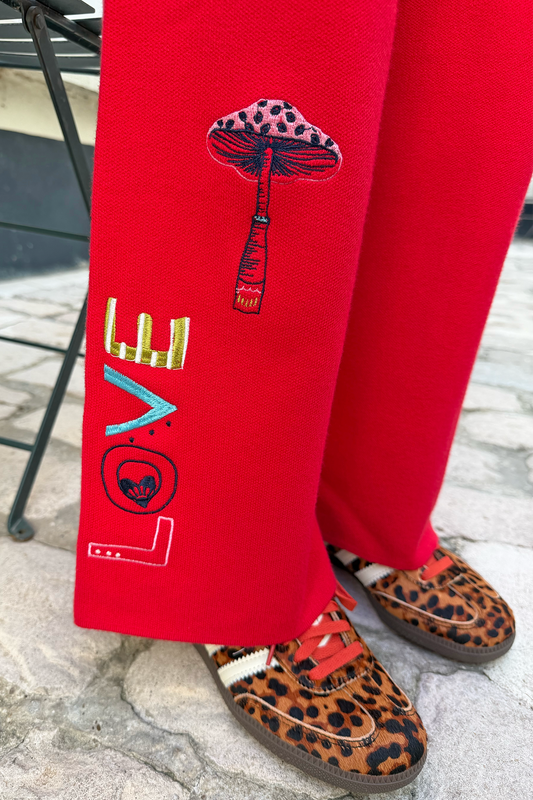 Red Amore Wide Leg Knit Joggers