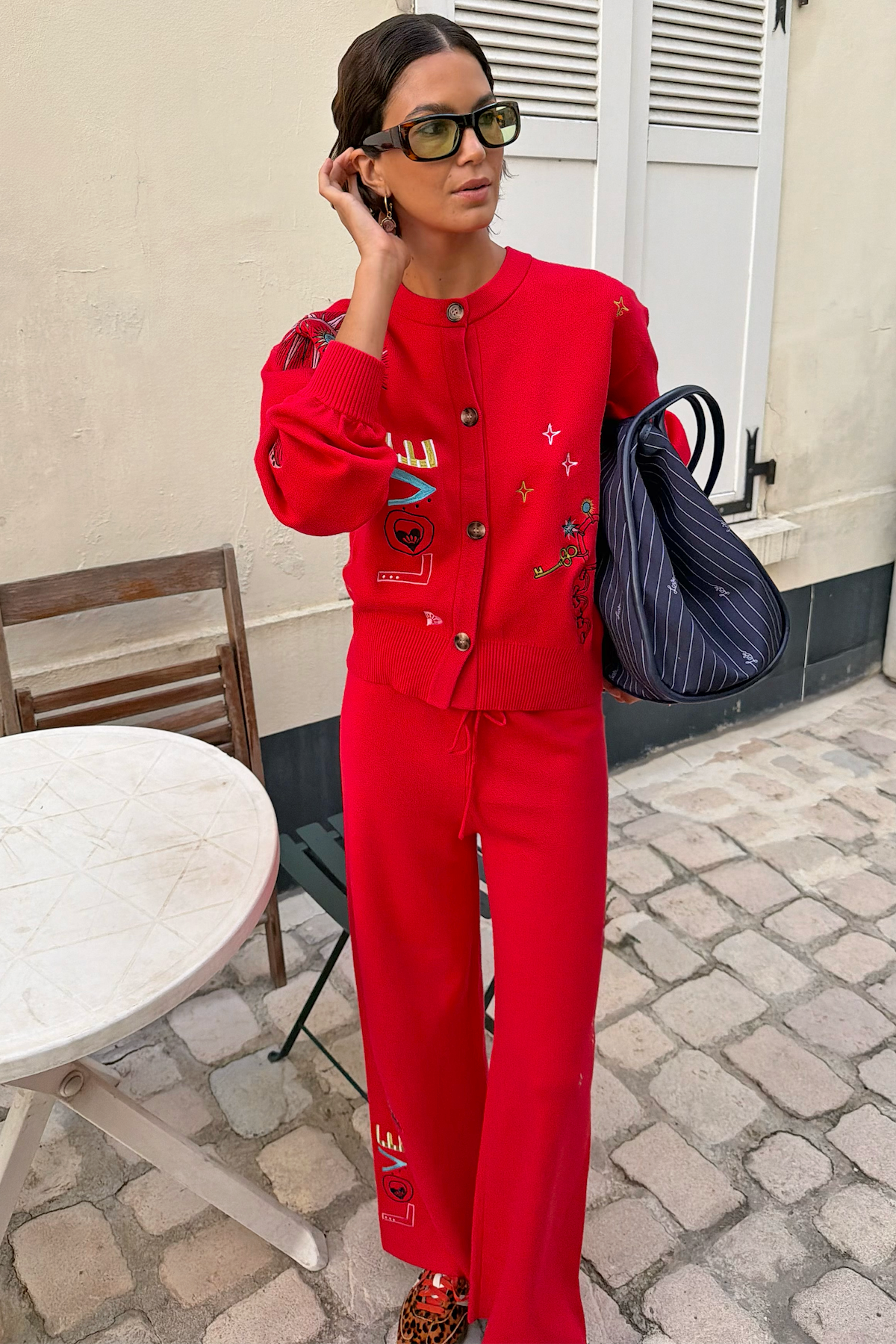 Red Amore Wide Leg Knit Joggers