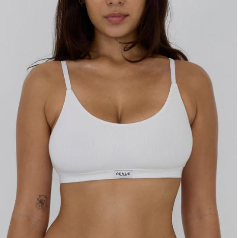 RENUE Ribbed Crop Top Bralette - White