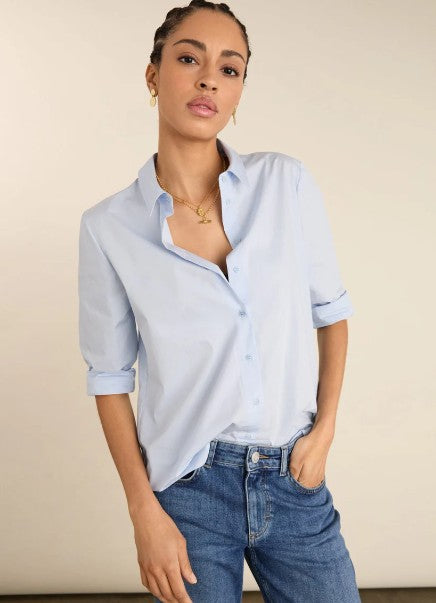 Ice blue organic cotton shirt