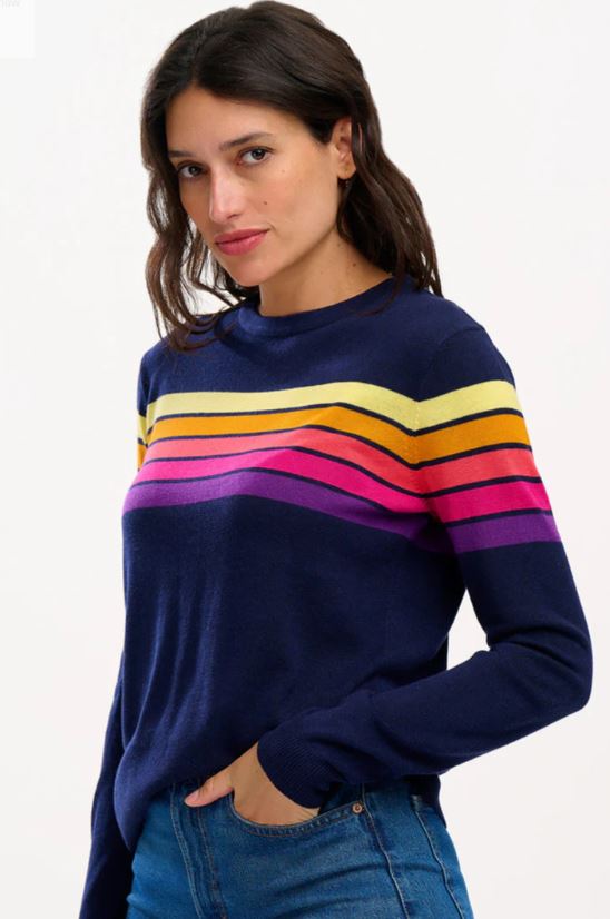 Rita Jumper - Navy, Retro Stripes
