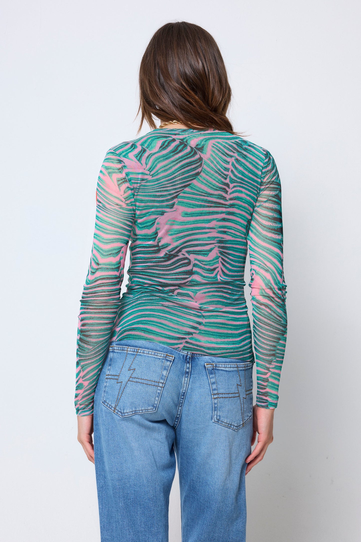 Green Tiger Moth Mesh Top