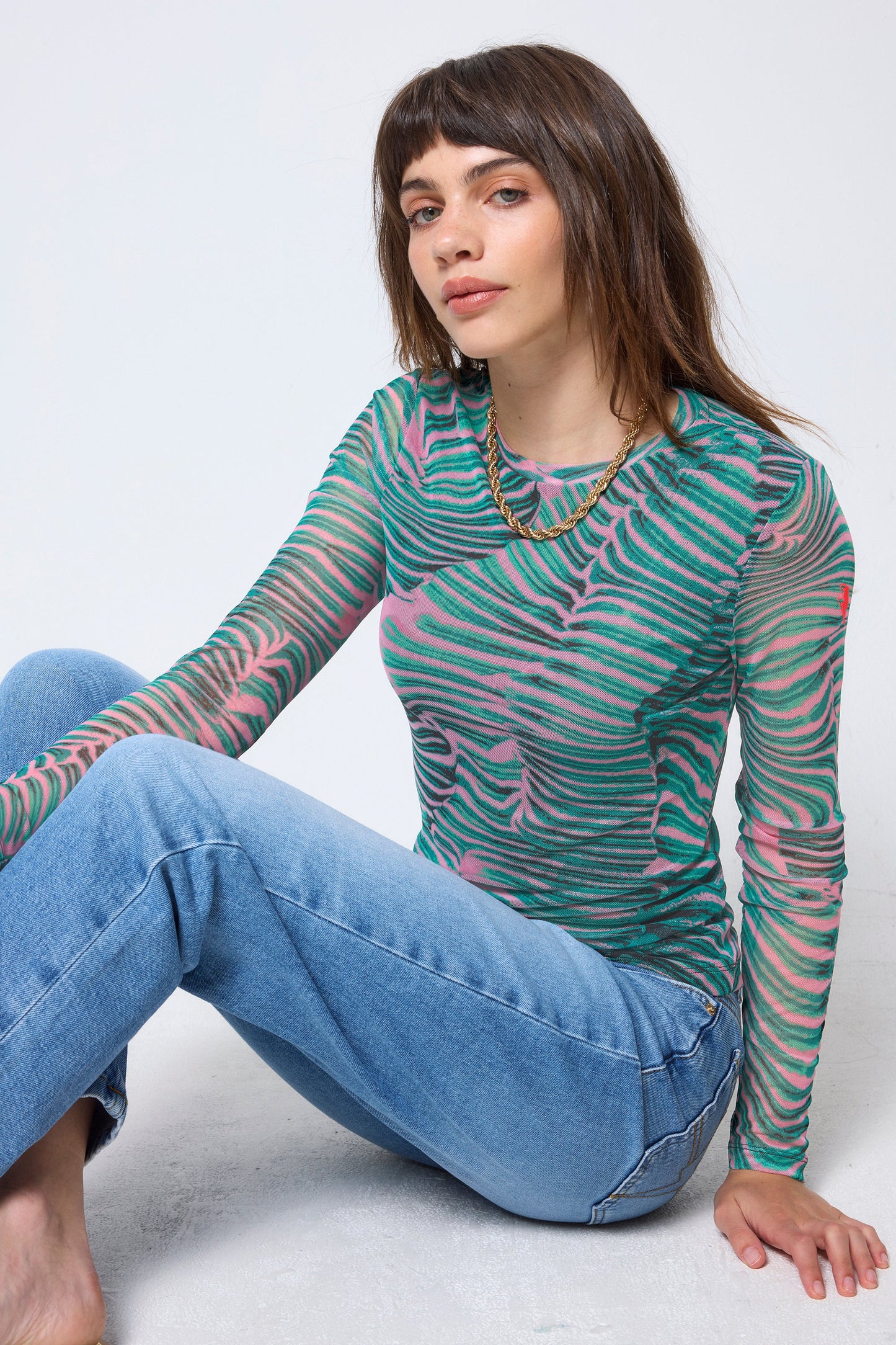 Green Tiger Moth Mesh Top