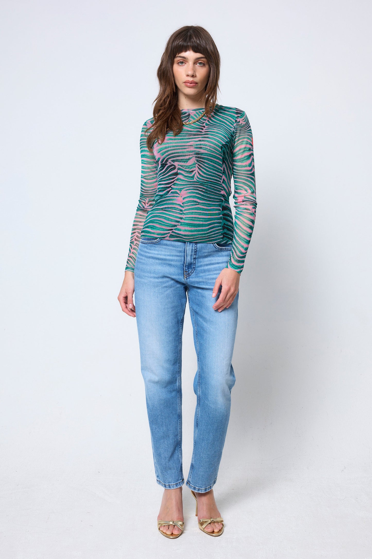 Green Tiger Moth Mesh Top