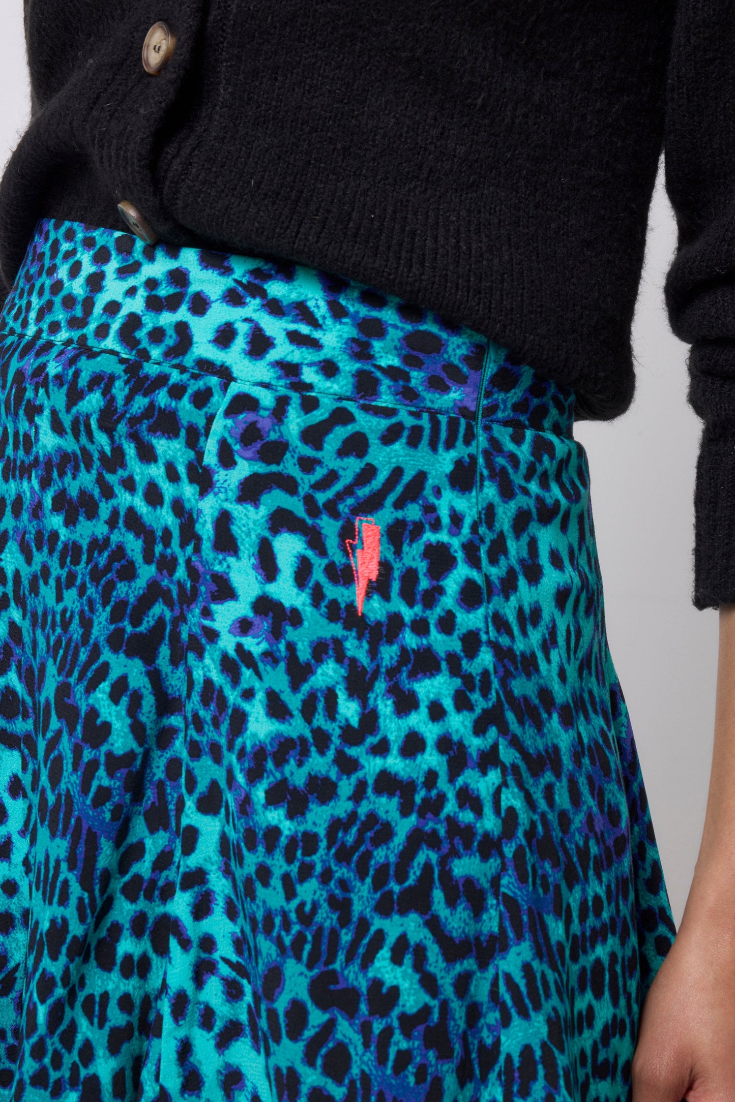 Turquoise with Blue Cheetah Skater Skirt