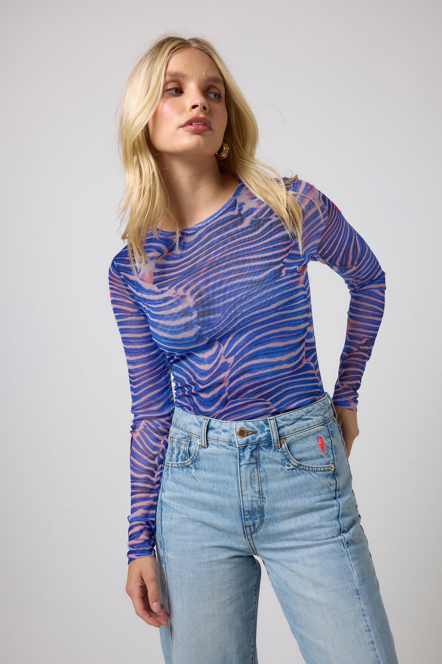 Blue Tiger Moth Mesh Top