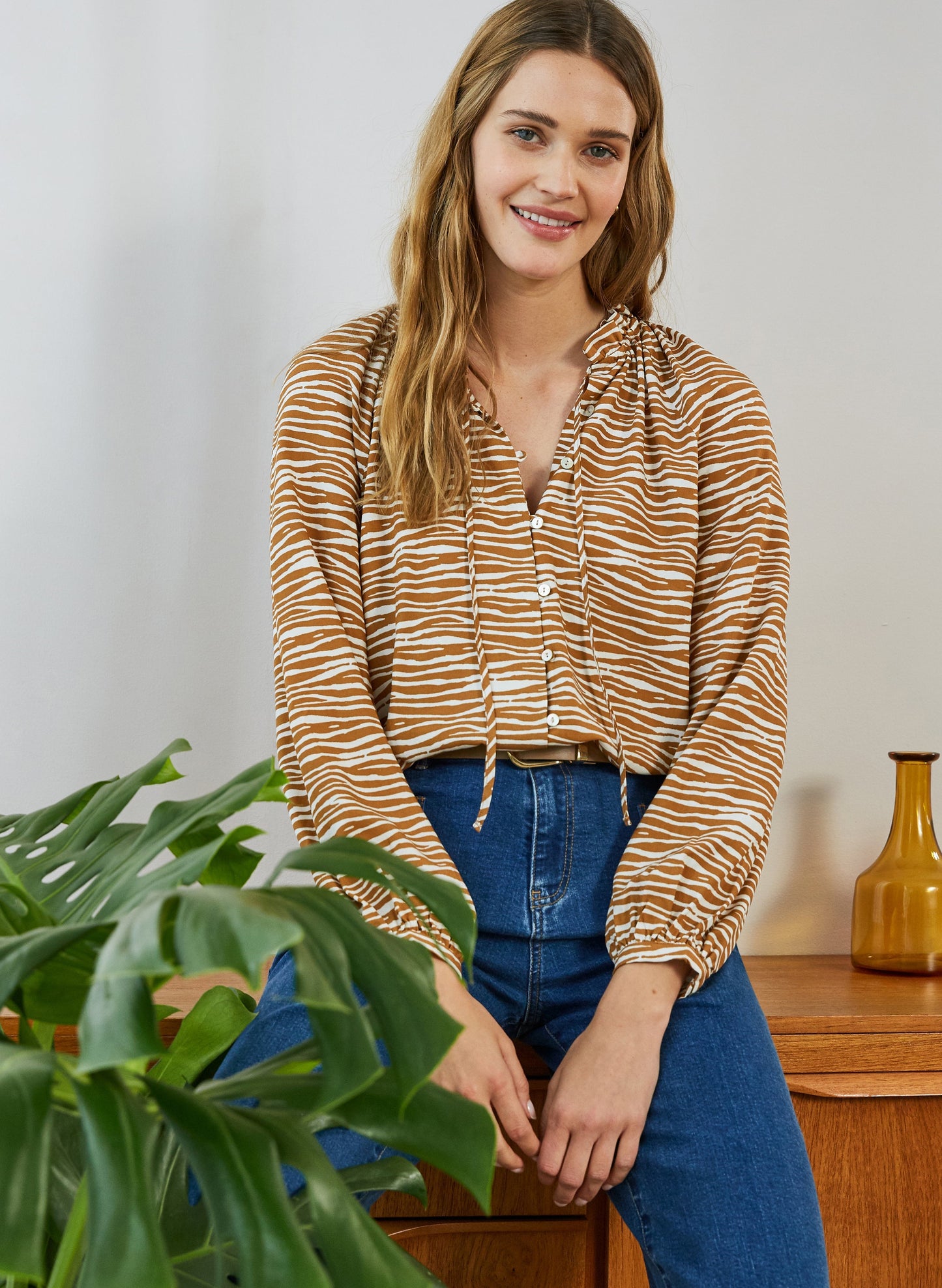 Miriam Blouse with LENZING ECOVERO Sienna Zebra Print