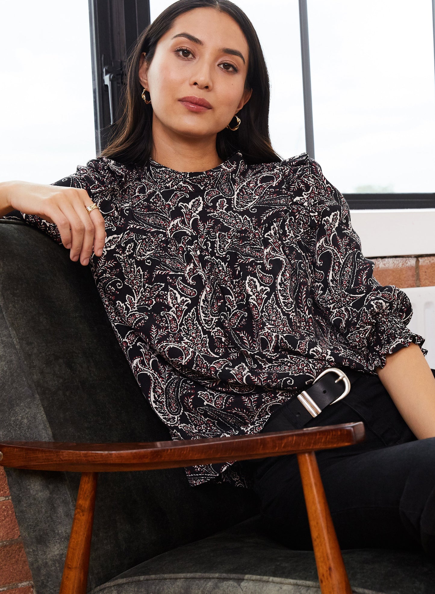 Ada Viscose Blouse Black Paisley Print