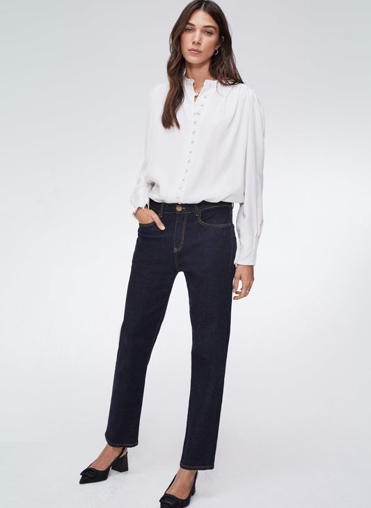 Baukjen Organic Cotton Stretch Boyfriend Jeans / Dark Denim