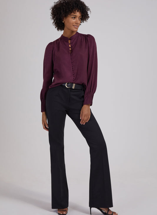 Shapira Newlife & Wool Blend Bootcut Trousers Caviar Black