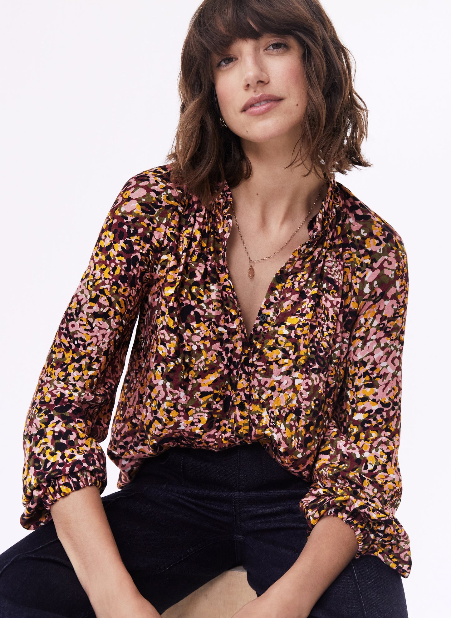 Mavis Blouse with LENZING™ ECOVERO™ Burgundy Animal