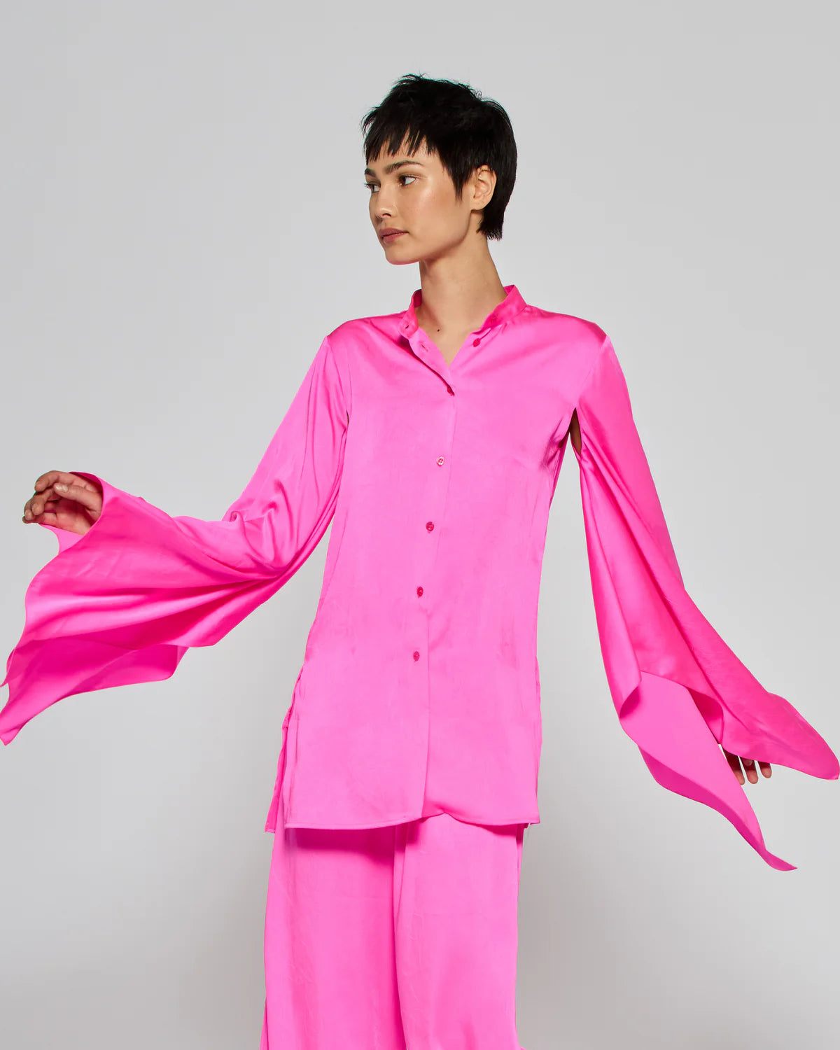 Kimono Sleeve Shirt - Shocking Pink