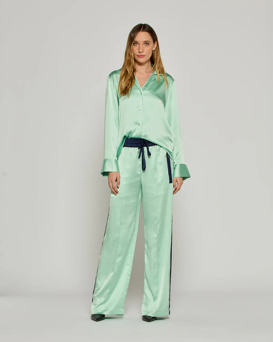Satin Relaxed Jogger With Zip Pockets - Mint