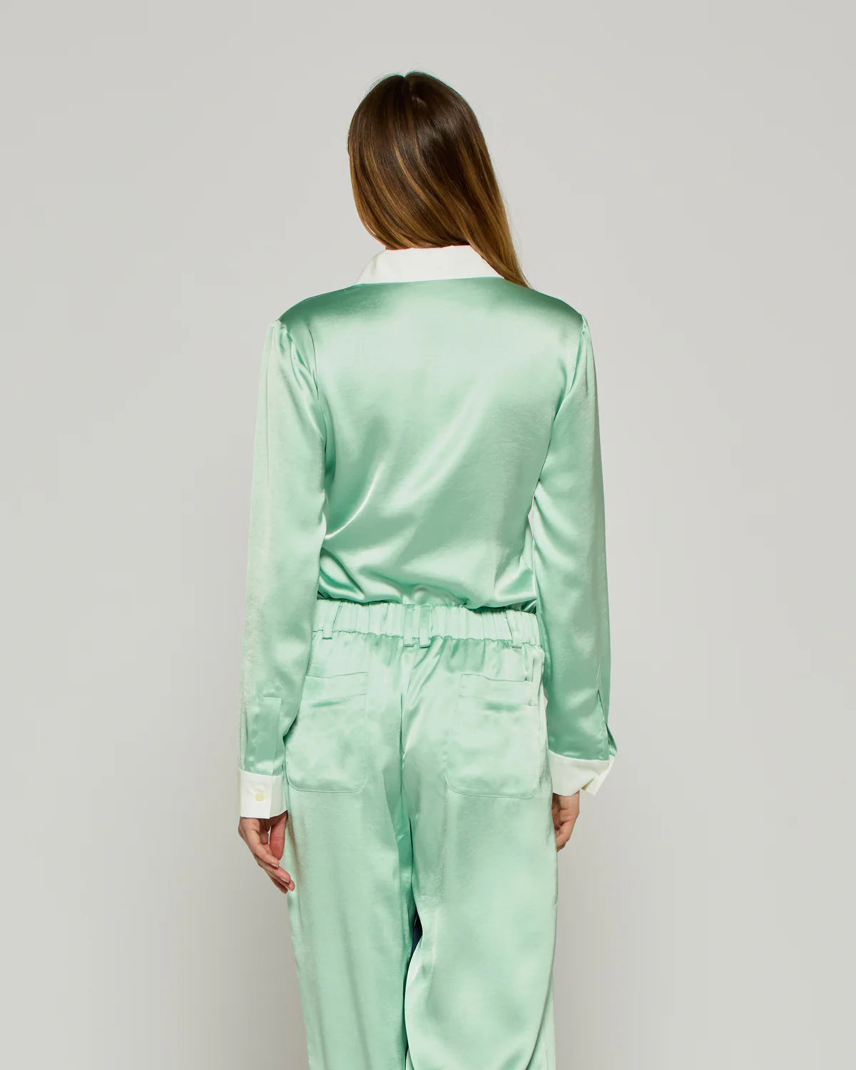 Satin Serena Shirt - Mint