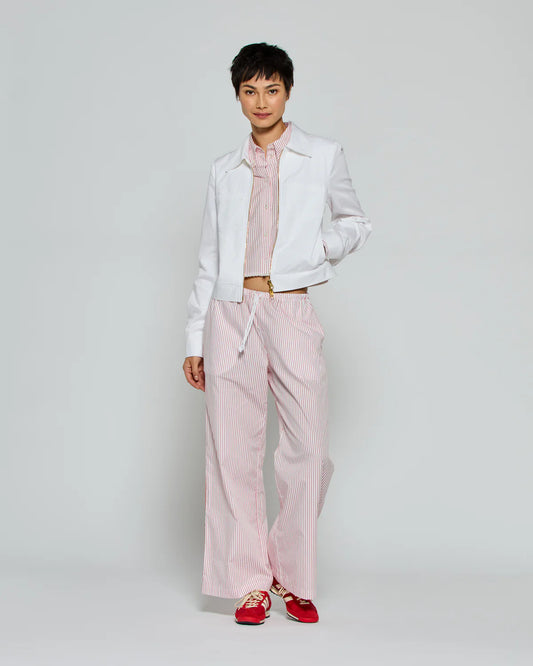 Striped Cropped Jogger - Red/White